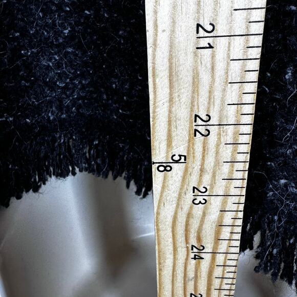 Talbots medium petite women black fringe button blazer wool alpaca academia boho - Picture 3 of 6